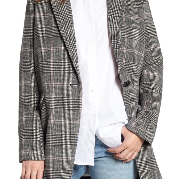 NWT Rails Anders Wool Charcoal & Pink Plaid Coat - Picture 2 of 9